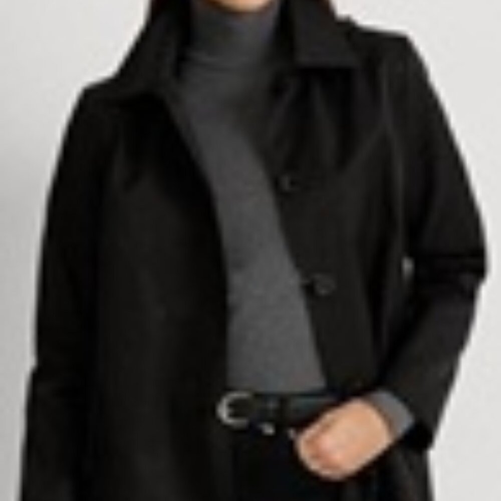 BNWT Ralph Lauren Balmacaan Single Breasted Raincoat, Black, Large